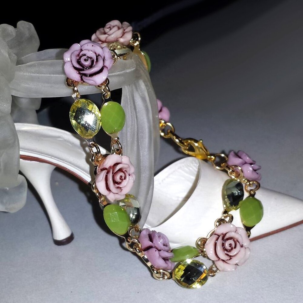 TDD Custom Made One Size Fits Most Floral Rose Bracelet
